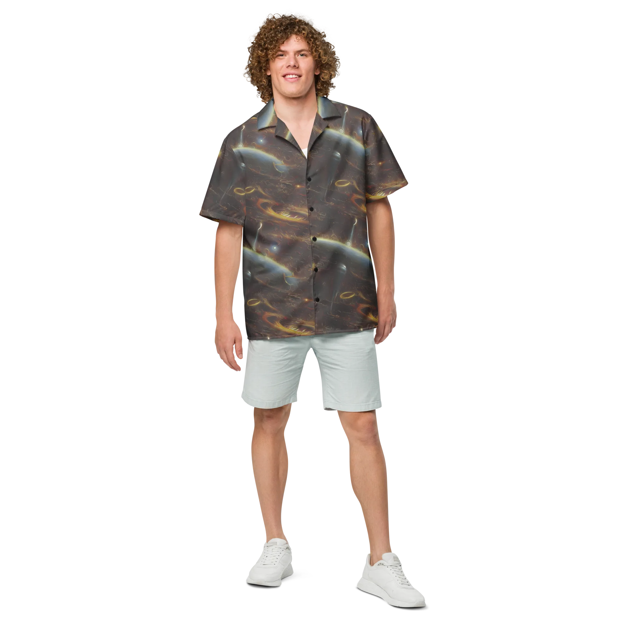 Quantum Illusions on Button Shirt — Front