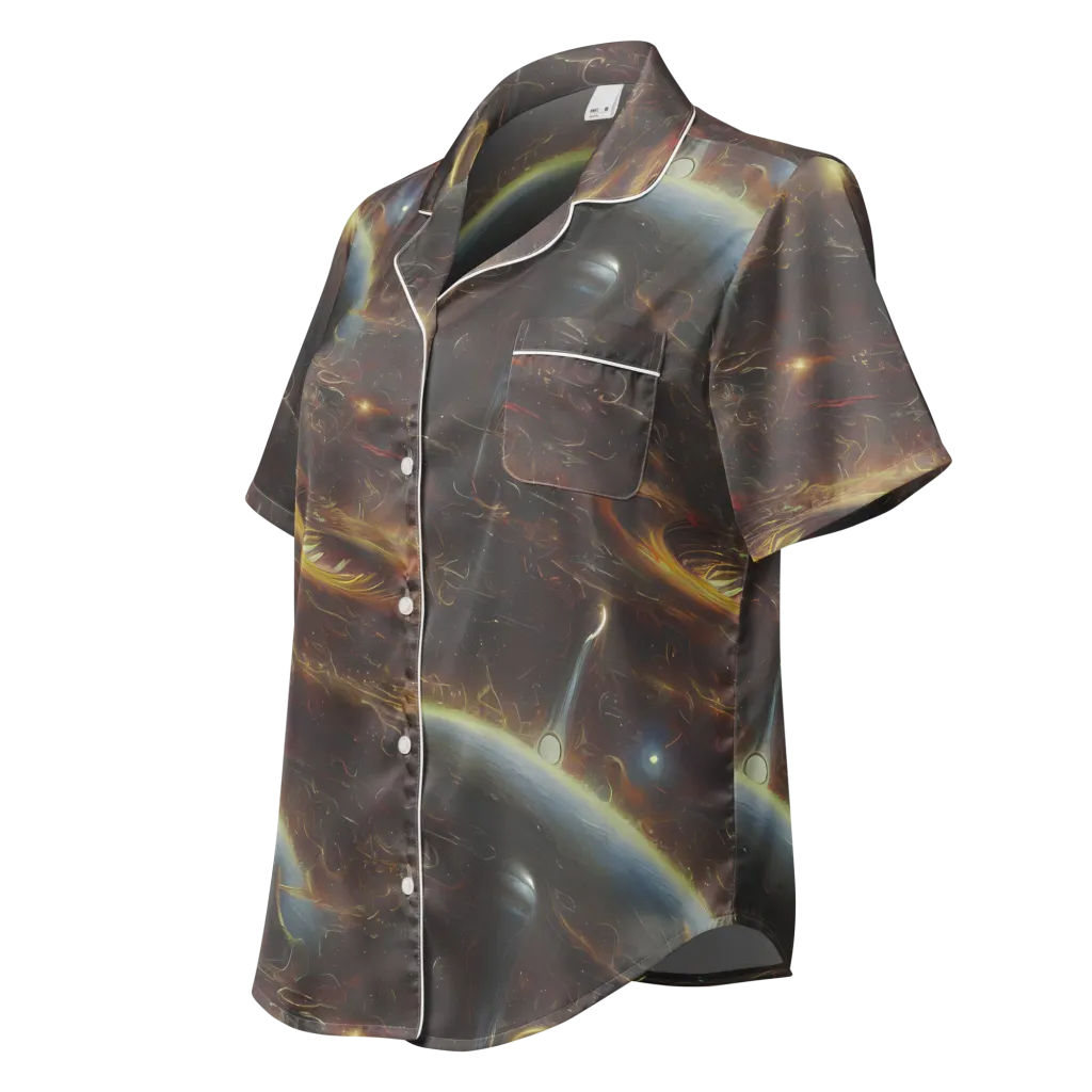 Quantum Illusions on Women's Short Sleeve Pajama Top — Left Front