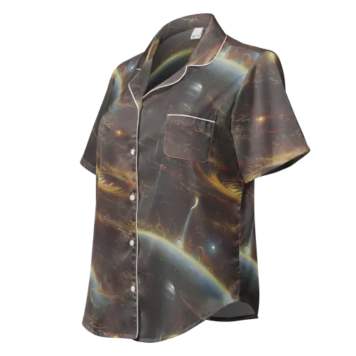 Quantum Illusions on a Women's Short Sleeve Pajama Top