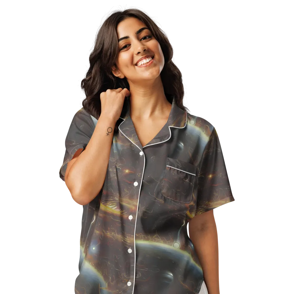 Quantum Illusions on Women's Short Sleeve Pajama Top — Front