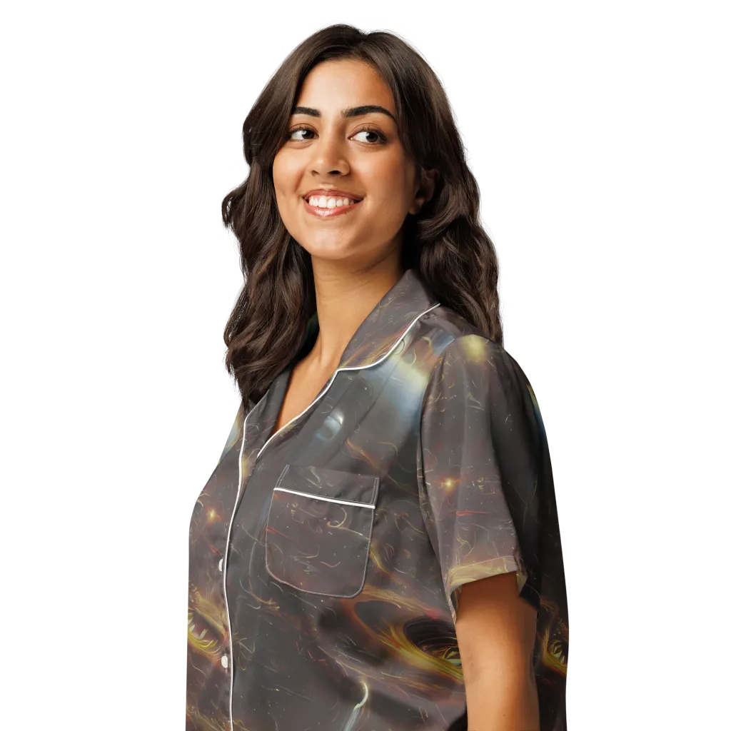 Quantum Illusions on Women's Short Sleeve Pajama Top — Left Front