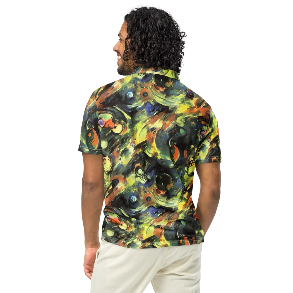 Seve Swirl on Men's Slim Fit Polo Shirt — Back