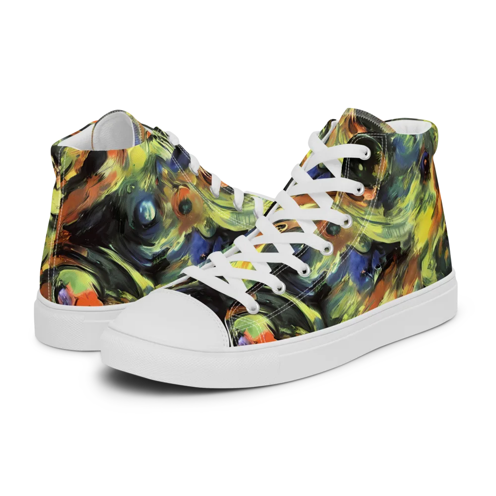 Seve Swirl on Men's High Top Canvas Shoes — Left