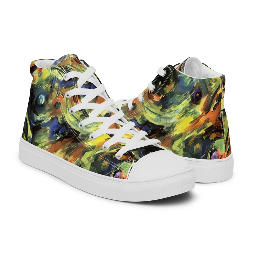 Seve Swirl on Men's High Top Canvas Shoes — Right