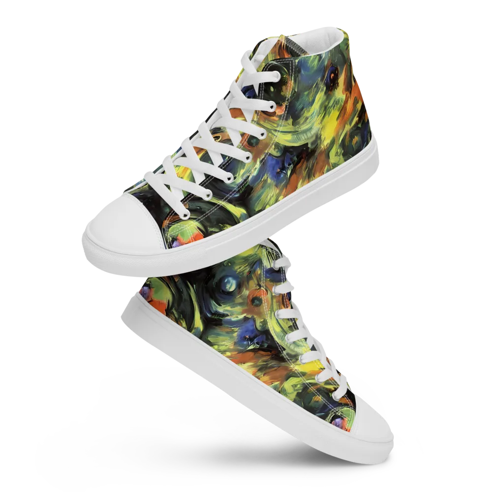 Seve Swirl on Men's High Top Canvas Shoes — Front