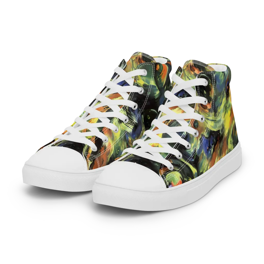 Seve Swirl on Women's High Top Canvas Shoes — Left Front