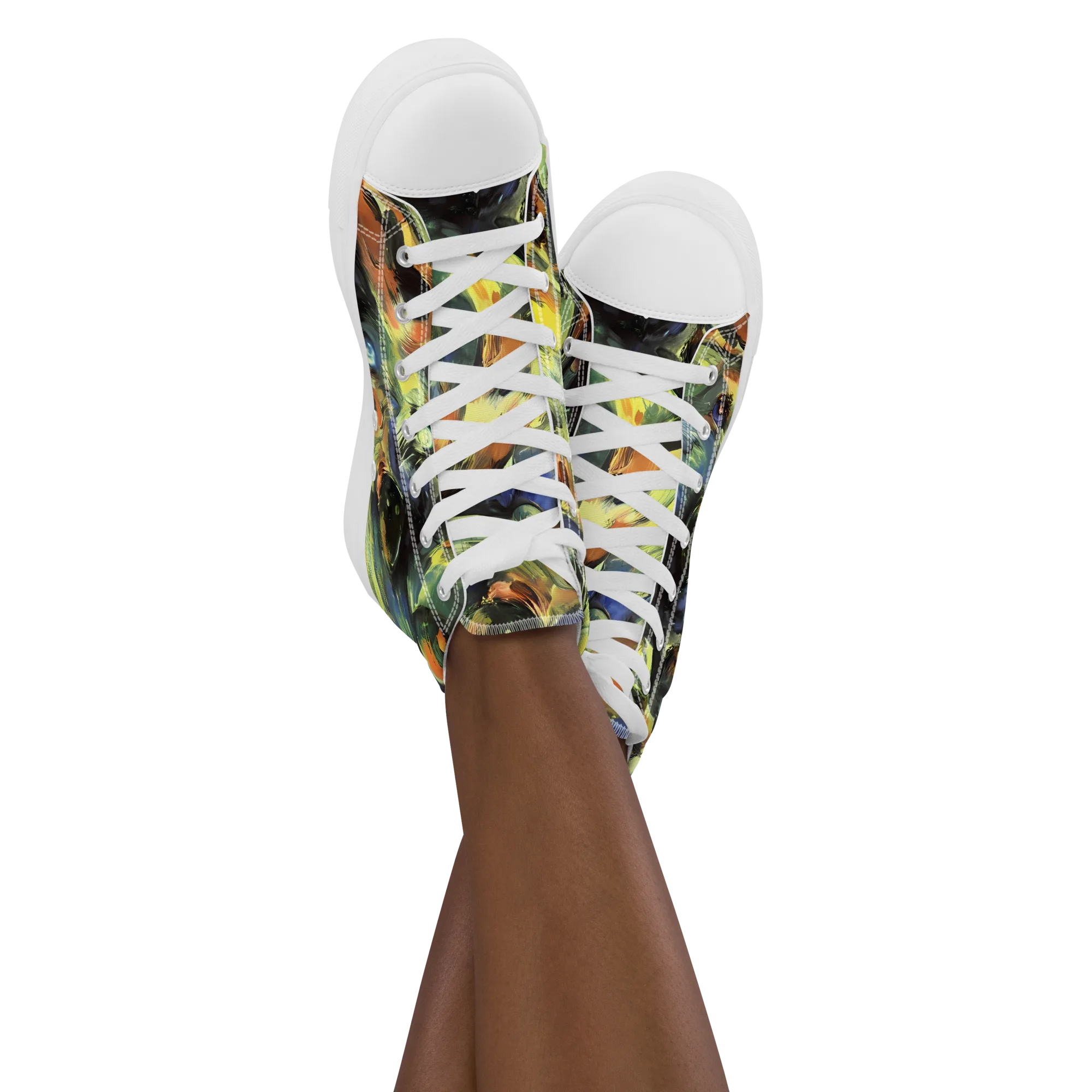 Seve Swirl on Women's High Top Canvas Shoes — Front