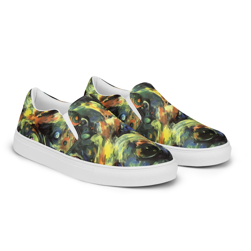Seve Swirl on Men's Slip-On Canvas Shoes — Right Front