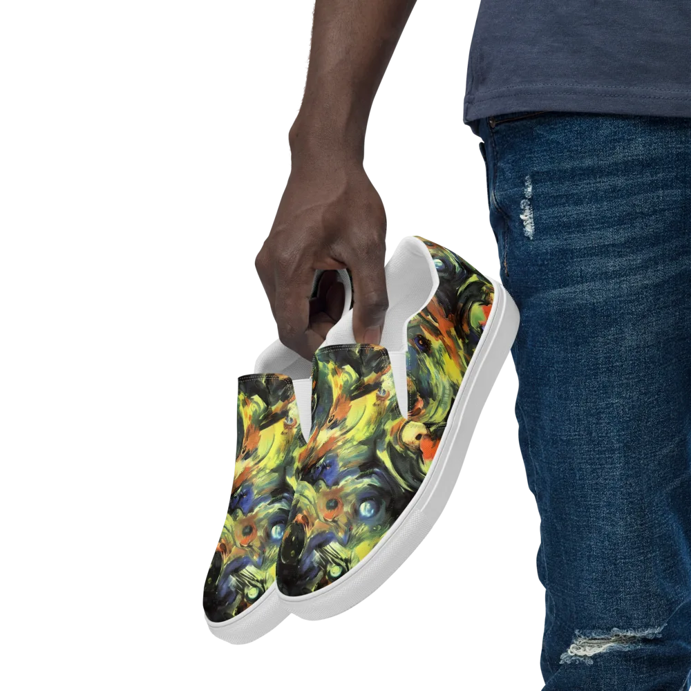Seve Swirl on Men's Slip-On Canvas Shoes — Left Front
