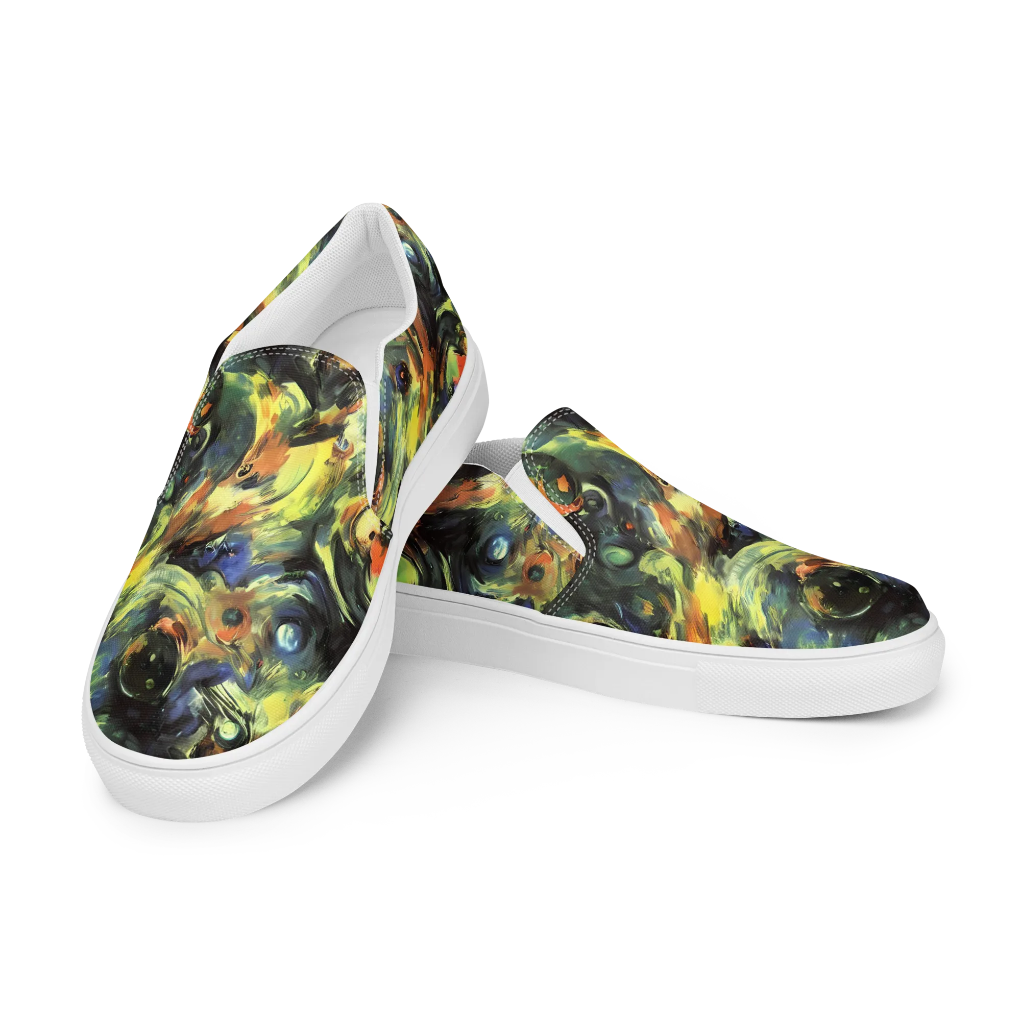 Seve Swirl on Women's Slip-On Canvas Shoes — Left Front