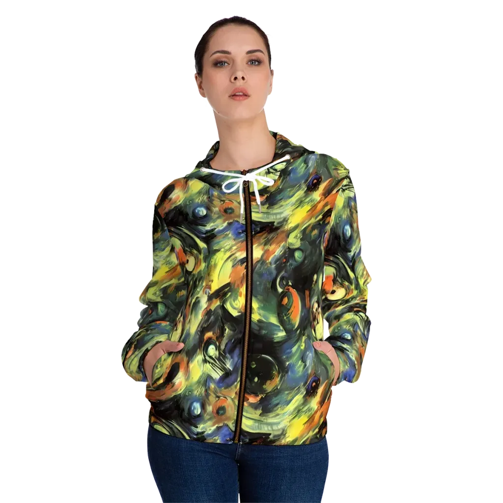 Seve Swirl on Women's Full-Zip Hoodie — Front On Person