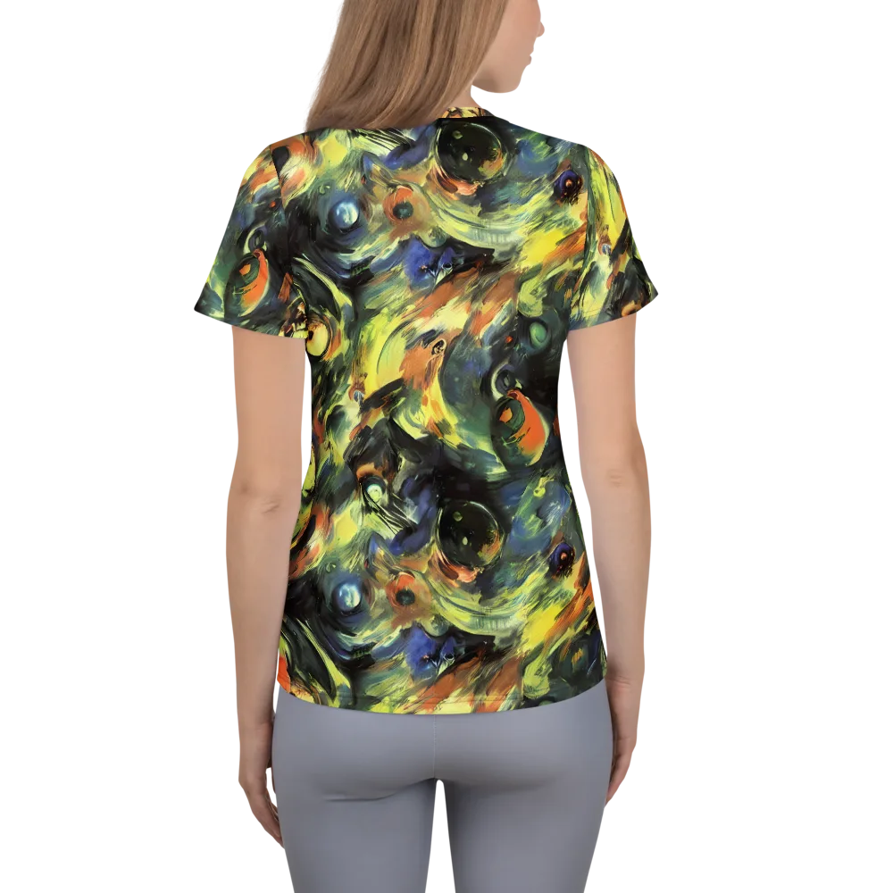 Seve Swirl on Women's Athletic T-Shirt — Back