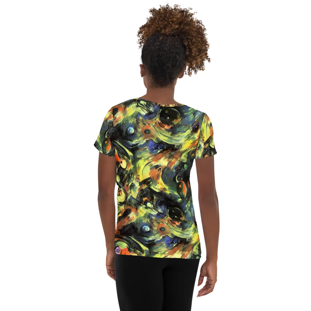 Seve Swirl on Women's Athletic T-Shirt — Back