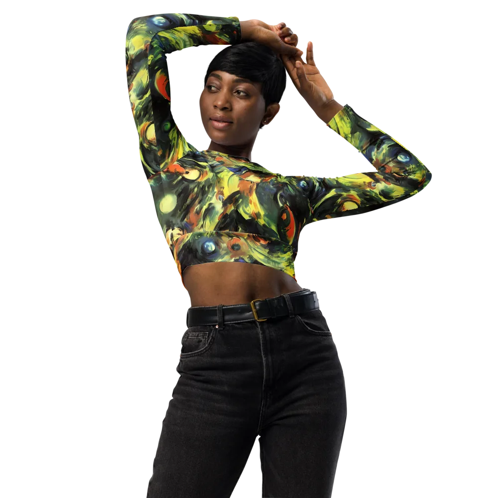 Seve Swirl on Long Sleeve Crop Top — Front