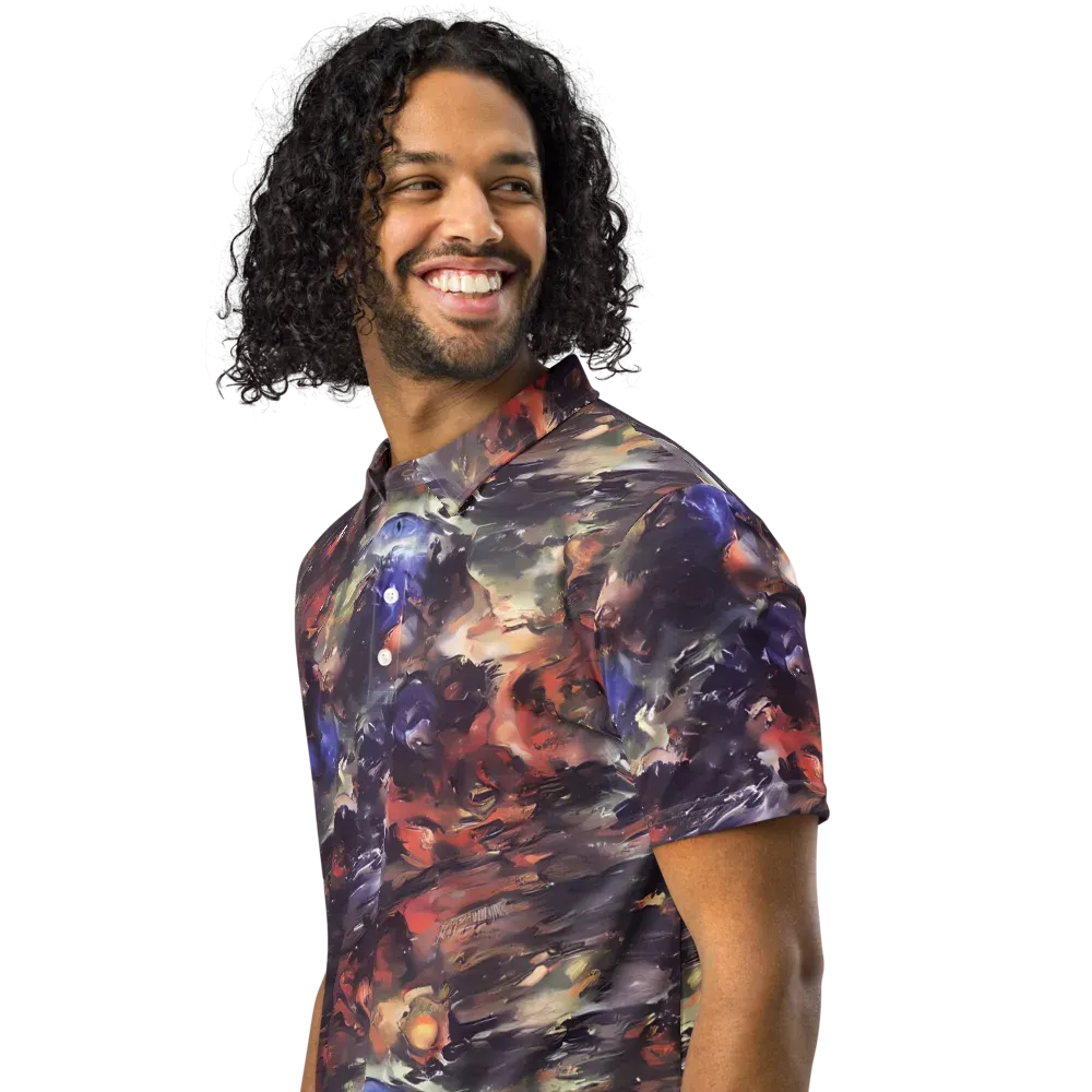Twisted Terra on Men's Slim Fit Polo Shirt — Left Front