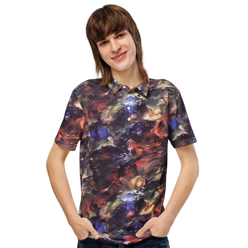 Twisted Terra on Men's Slim Fit Polo Shirt — Front