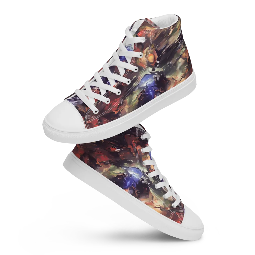 Twisted Terra on Men's High Top Canvas Shoes — Front
