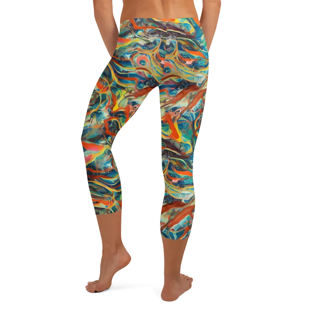 Fluid Firestorm on Capri Leggings — Back