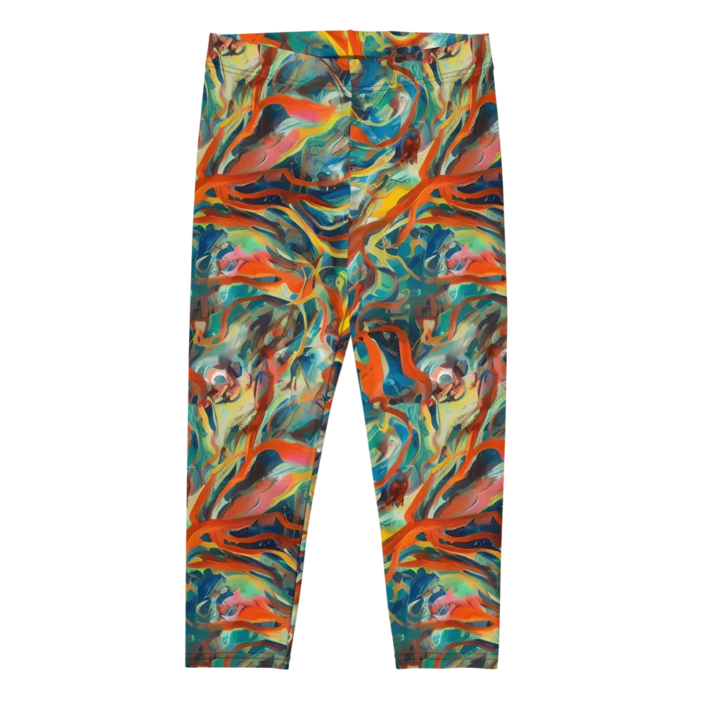 Fluid Firestorm on Capri Leggings — Front
