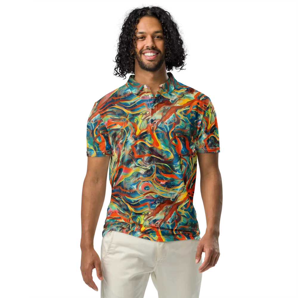 Fluid Firestorm on Men's Slim Fit Polo Shirt — Front