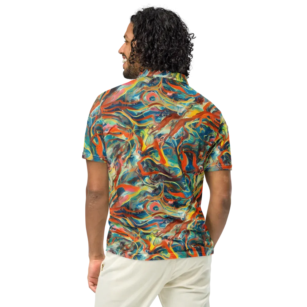Fluid Firestorm on Men's Slim Fit Polo Shirt — Back