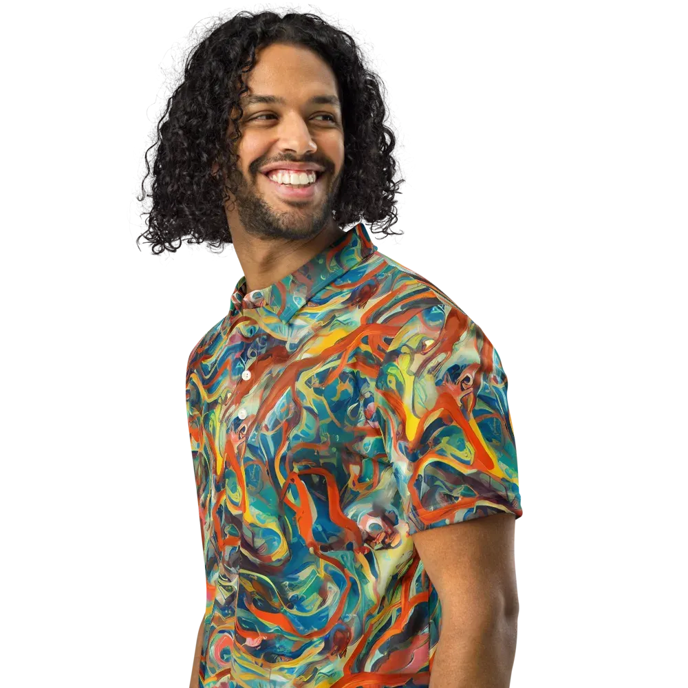 Fluid Firestorm on Men's Slim Fit Polo Shirt — Left Front