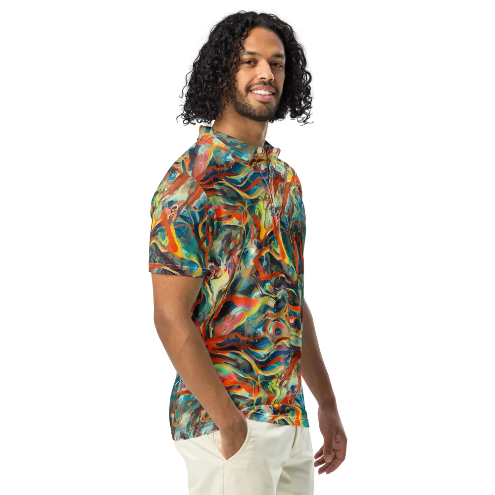 Fluid Firestorm on Men's Slim Fit Polo Shirt — Right Front