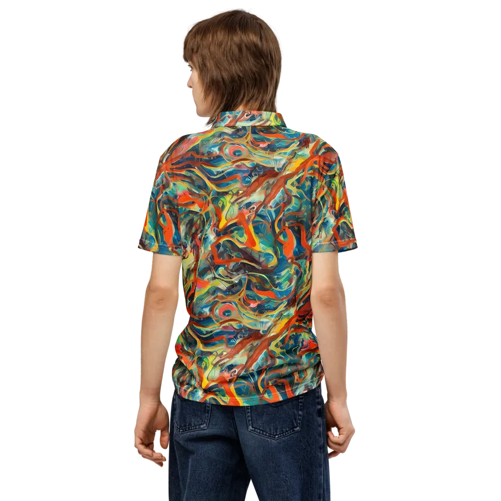 Fluid Firestorm on Men's Slim Fit Polo Shirt — Back