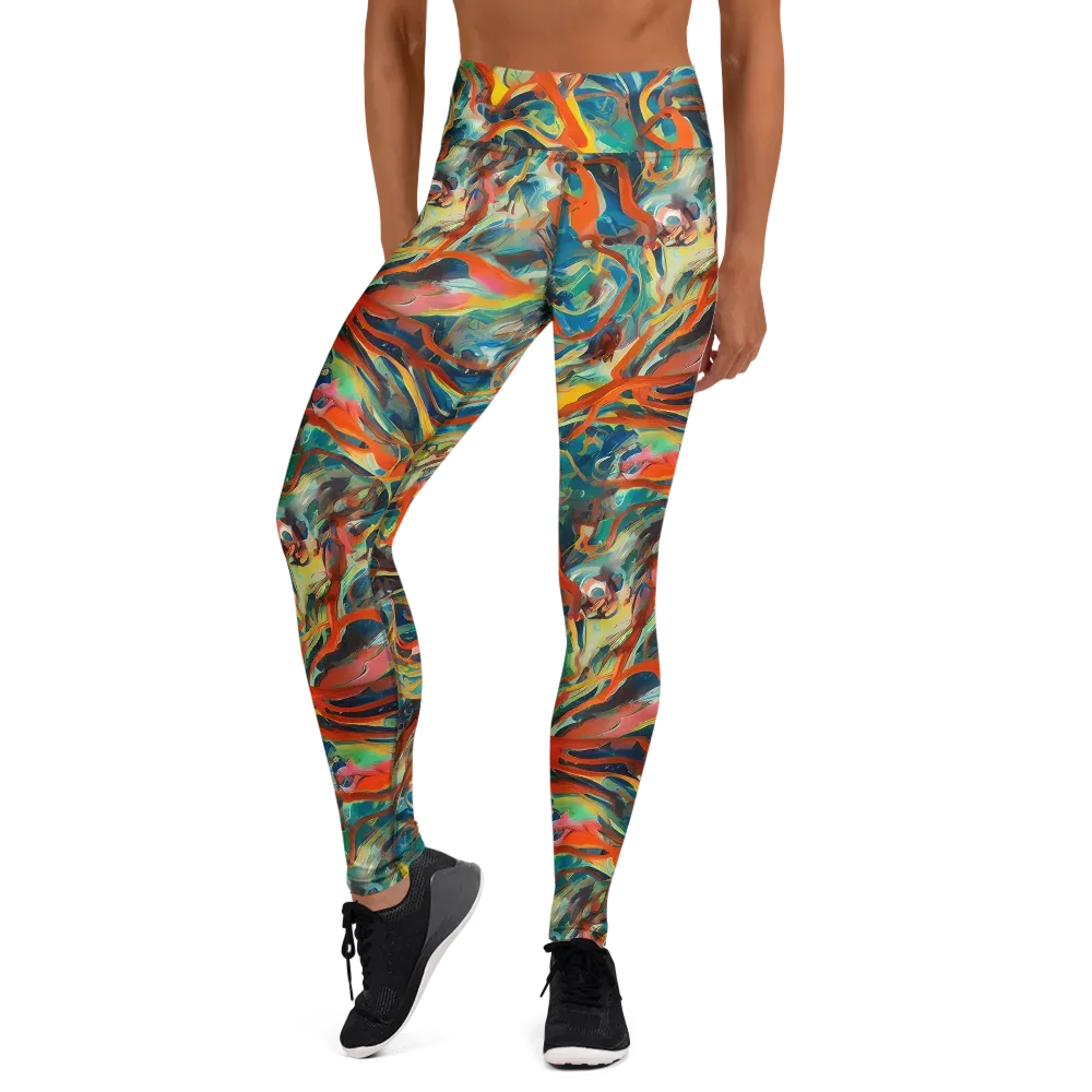 Fluid Firestorm on Yoga Leggings — Front