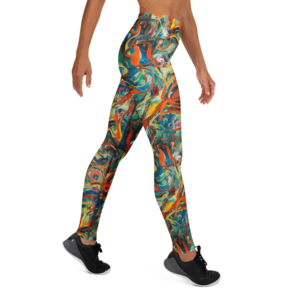 Fluid Firestorm on Yoga Leggings — Right
