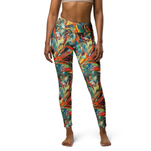 Fluid Firestorm on a Yoga Leggings