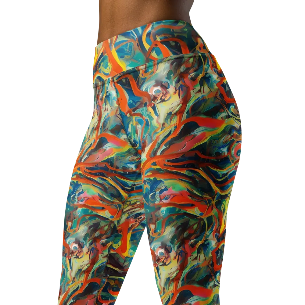 Fluid Firestorm on Yoga Leggings — Left Front