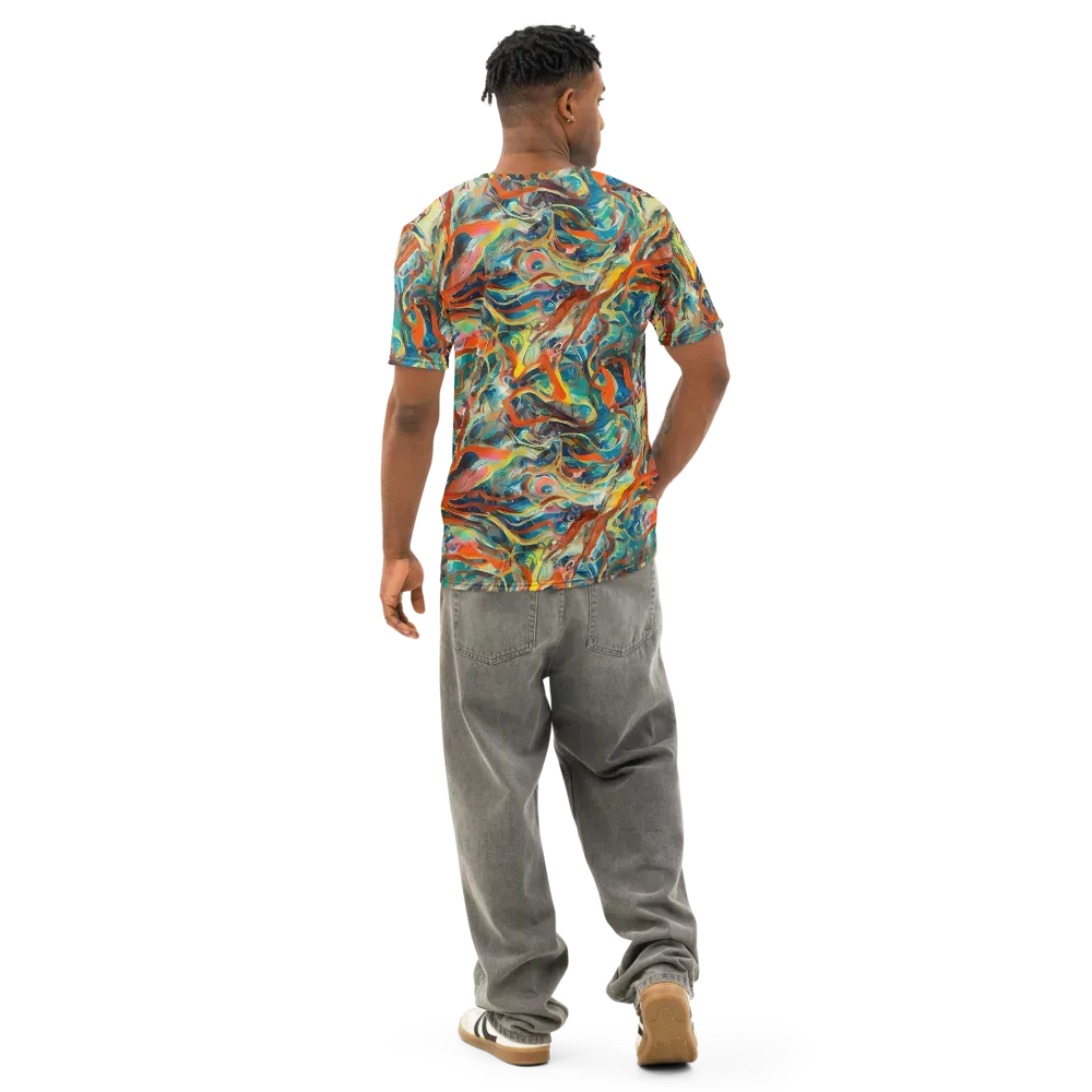 Fluid Firestorm on Men's Cotton Crew Neck T-Shirt — Back