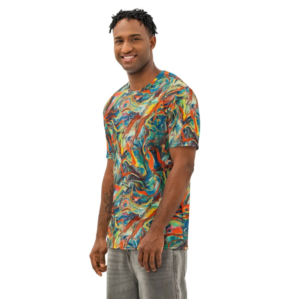 Fluid Firestorm on Men's Cotton Crew Neck T-Shirt — Left Front