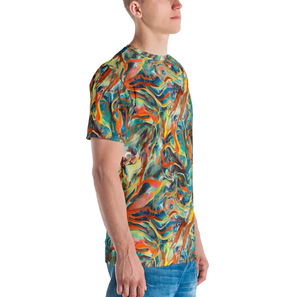 Fluid Firestorm on Men's Crew Neck T-Shirt — Right