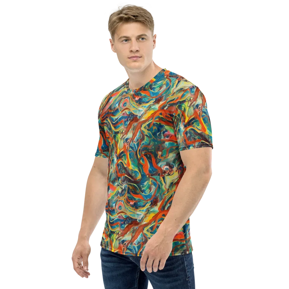 Fluid Firestorm on Men's Crew Neck T-Shirt — Left