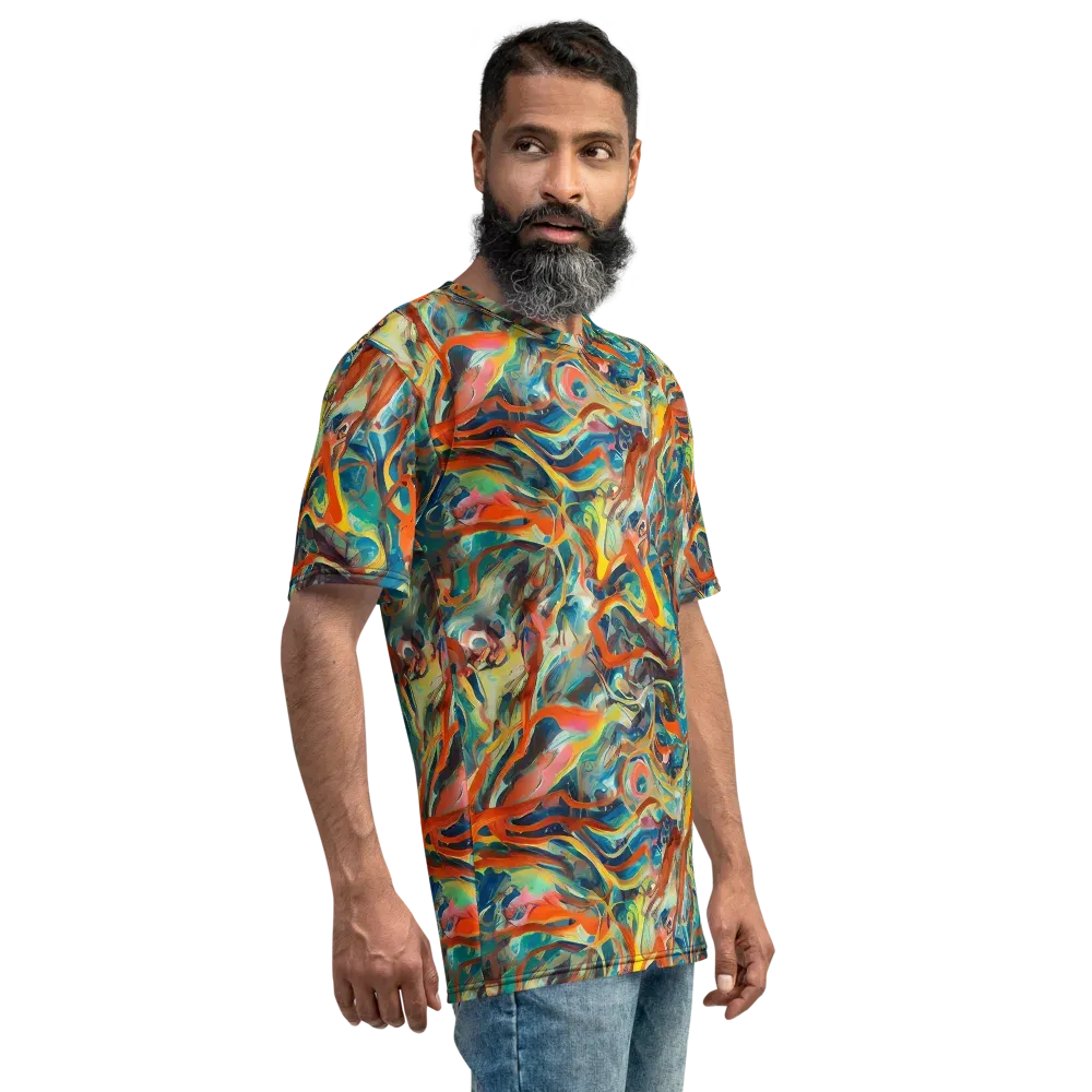 Fluid Firestorm on Men's Crew Neck T-Shirt — Right