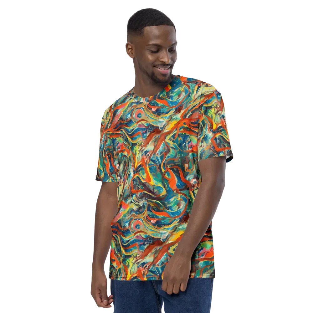 Fluid Firestorm on Men's Crew Neck T-Shirt — Left