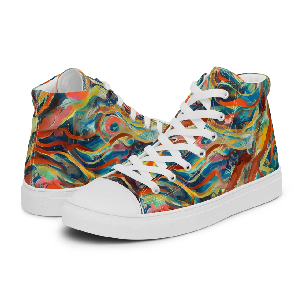 Fluid Firestorm on Men's High Top Canvas Shoes — Left