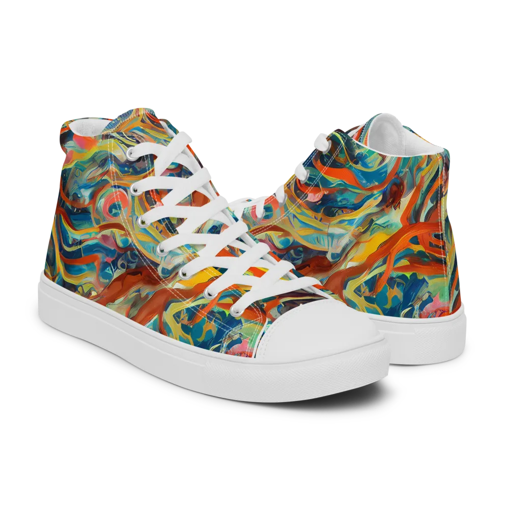 Fluid Firestorm on Men's High Top Canvas Shoes — Right