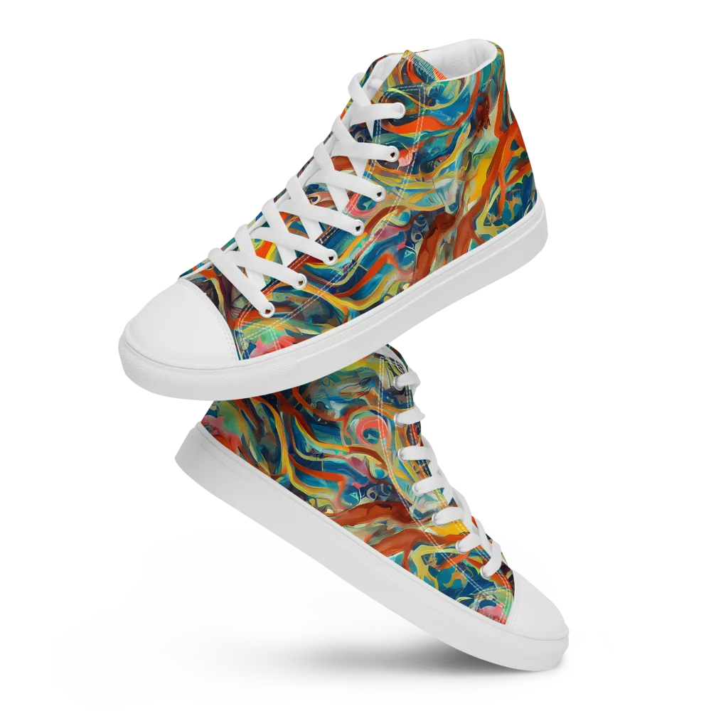 Fluid Firestorm on Men's High Top Canvas Shoes — Front