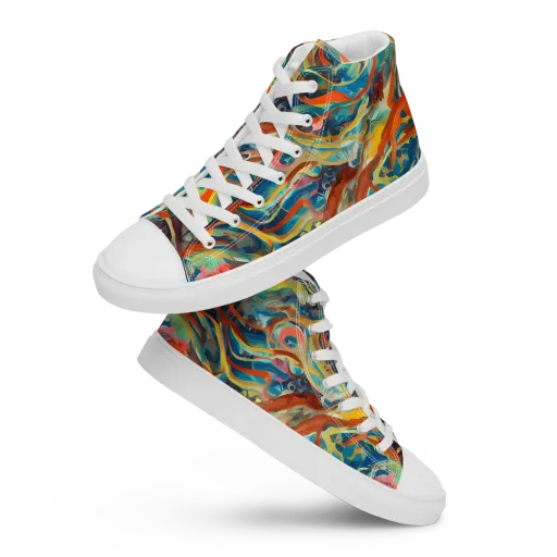 Fluid Firestorm on a Men's High Top Canvas Shoes