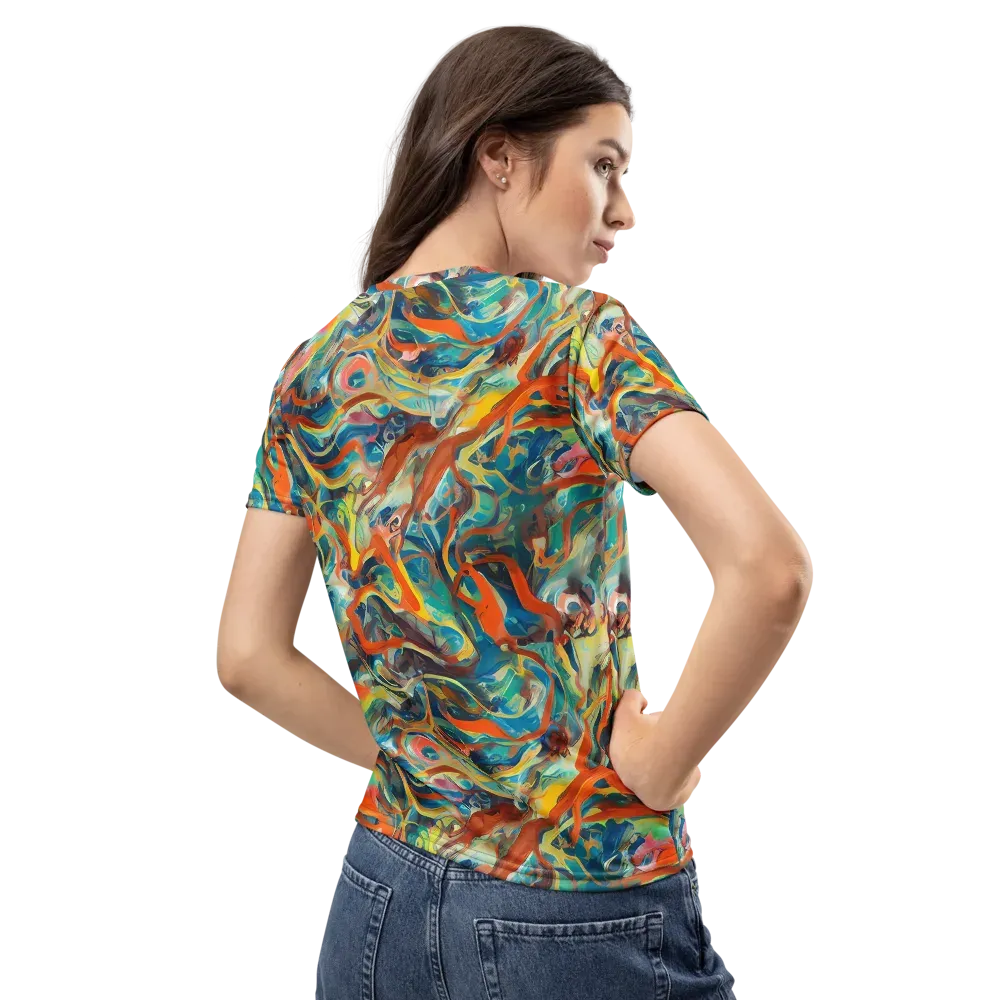 Fluid Firestorm on Women's Crew Neck T-Shirt — Back