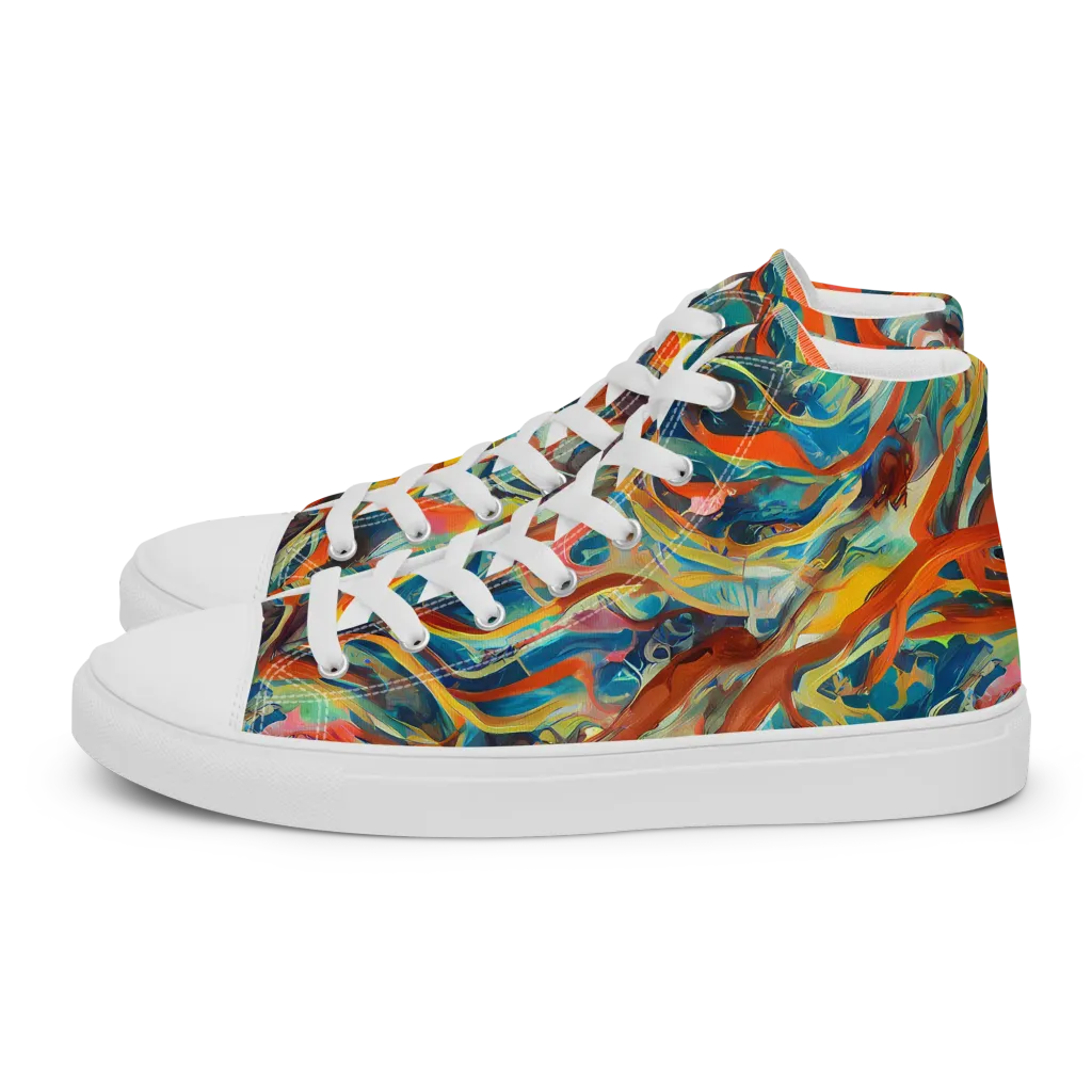 Fluid Firestorm on Women's High Top Canvas Shoes — Left
