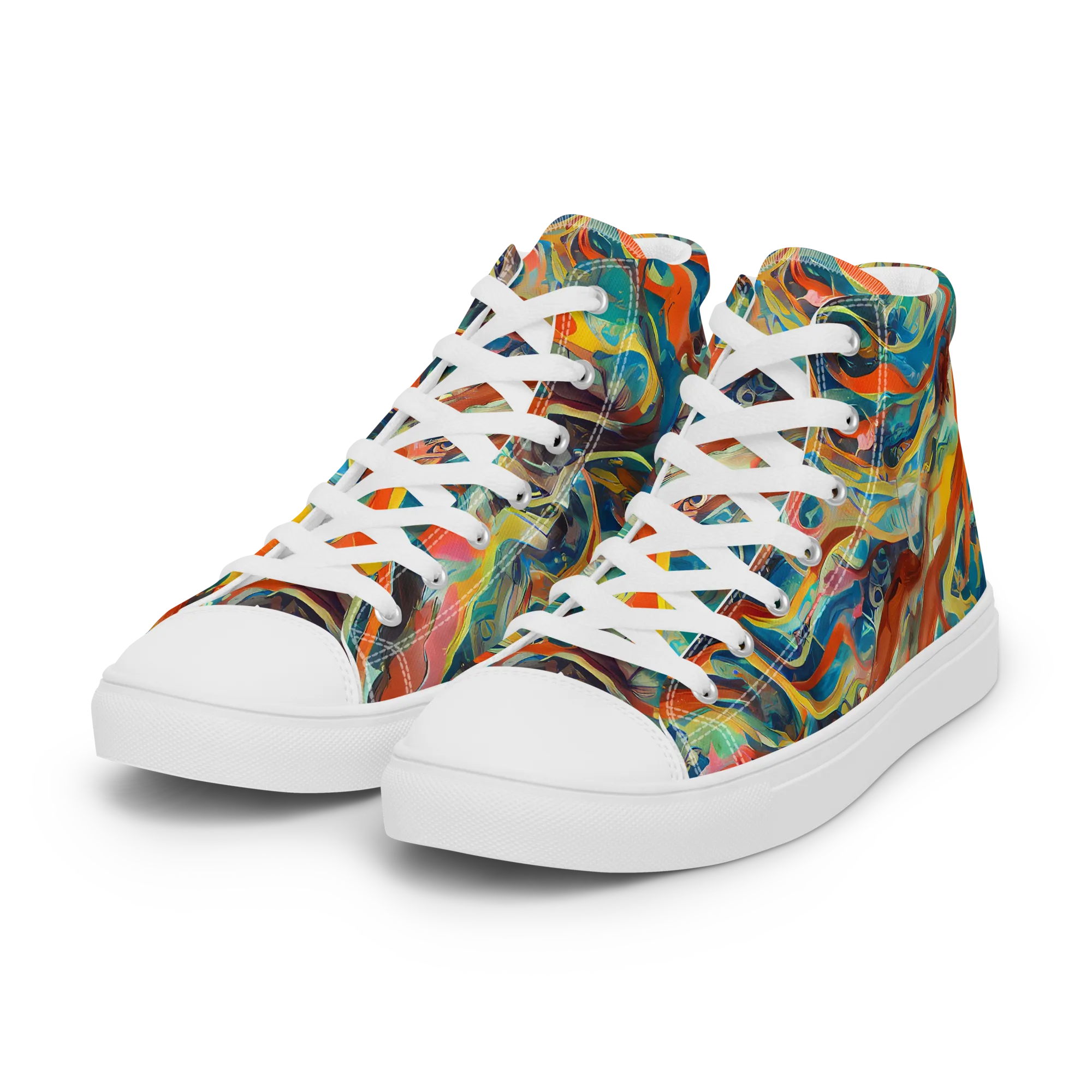Fluid Firestorm on Women's High Top Canvas Shoes — Left Front