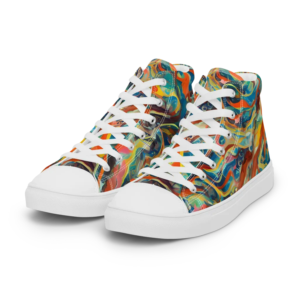 Fluid Firestorm on Women's High Top Canvas Shoes — Left Front