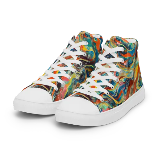 Fluid Firestorm on a Women's High Top Canvas Shoes