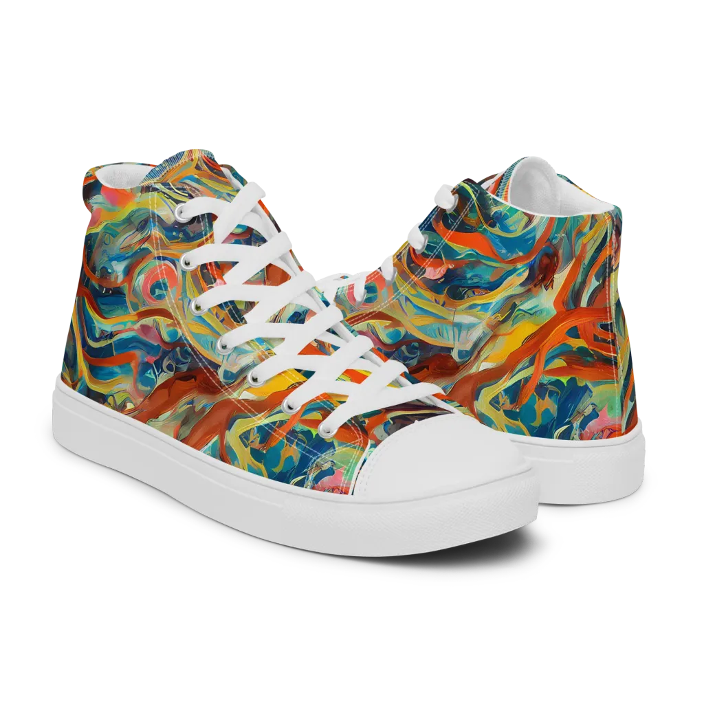Fluid Firestorm on Women's High Top Canvas Shoes — Right