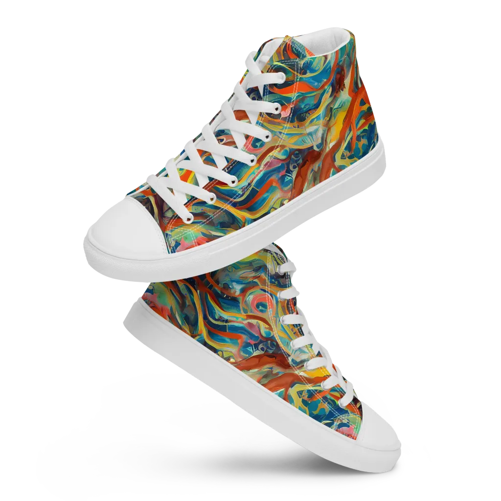 Fluid Firestorm on Women's High Top Canvas Shoes — Front