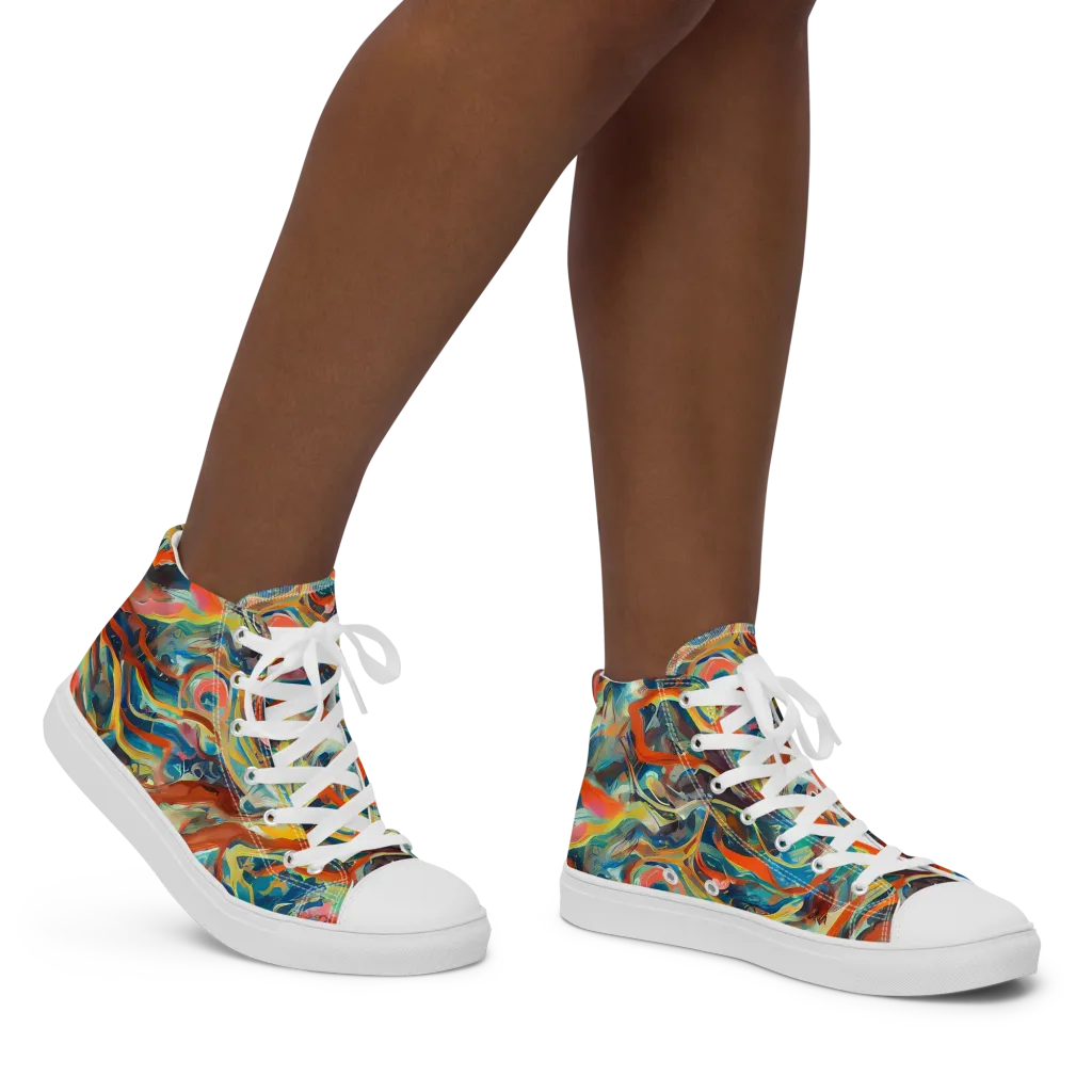Fluid Firestorm on Women's High Top Canvas Shoes — Right